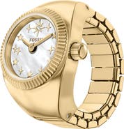 Fossil Star Mother-of-Pearl Goldtone Ring Watch, 15mm