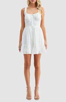 Lush Button Front Cotton Eyelet Minidress