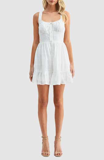 Lush Button Front Cotton Eyelet Minidress