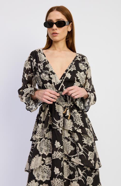 En Saison Elisabet Ruffle Long Sleeve High-low Maxi Dress In Multi