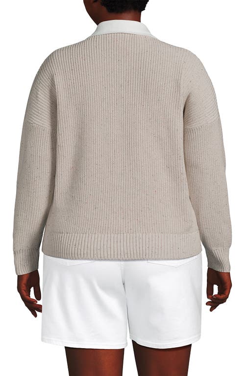 Lands' End Drifter Rugby With Woven Collar Sweater In Gray