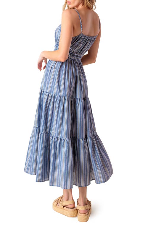 FLYING TOMATO FLYING TOMATO STRIPE TIERED COTTON MAXI DRESS