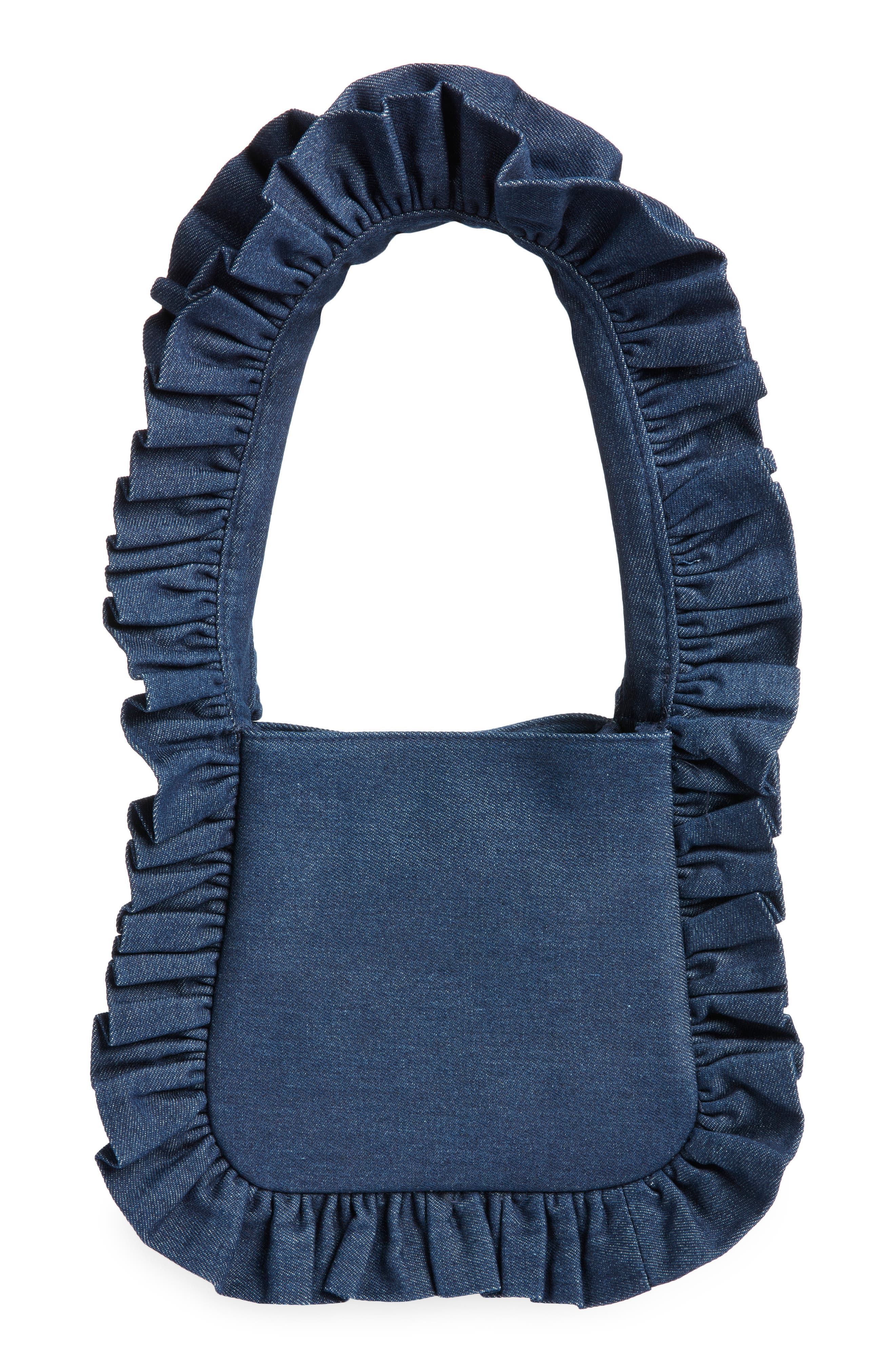 Baggy London Original Ruffle Twill Tote, Main, color, Denim