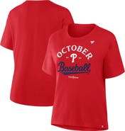 FANATICS Women's Fanatics Red Philadelphia Phillies 2025 MLB Postseason Locker Room T-Shirt