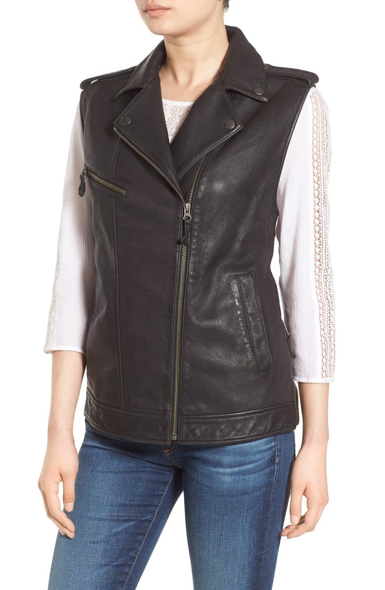 Treasure & Bond Treasure&Bond Relaxed Leather Moto Vest, Alternate, color,