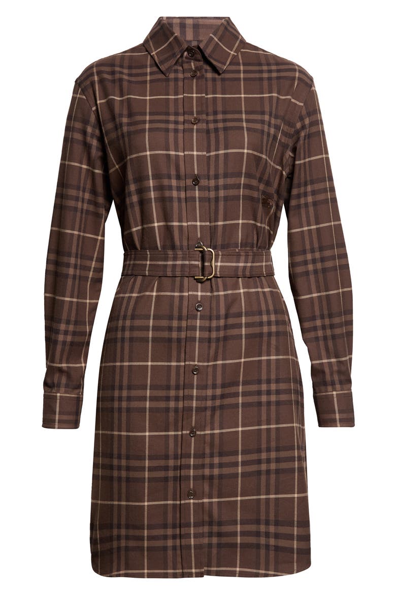 Fiora Check Shirtdress, Main, color, SEPIA BROWN IP CHECK