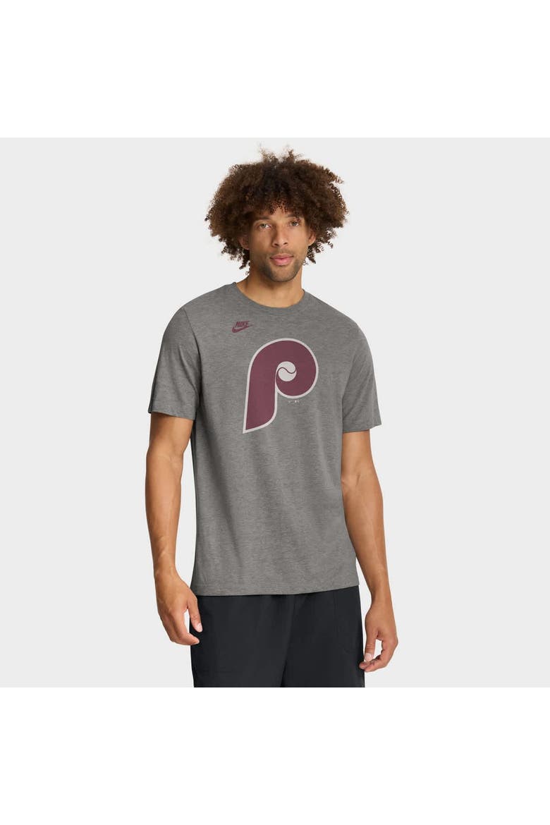 Men's Nike Heather Charcoal Philadelphia Phillies Cooperstown Logo Tri-Blend T-Shirt, Alternate, color, Heather Charcoal