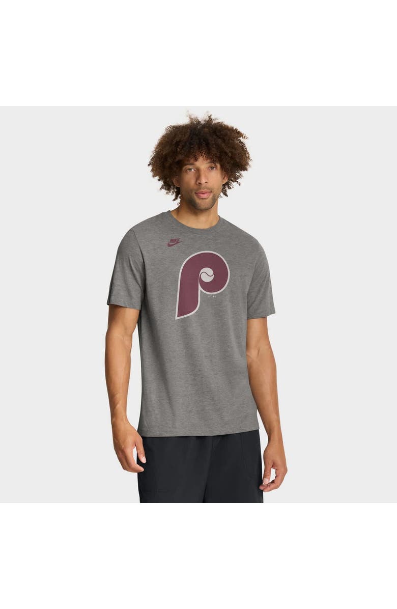 Nike Men's Nike Heather Charcoal Philadelphia Phillies Cooperstown Logo Tri-Blend T-Shirt, Alternate, color, Heather Charcoal