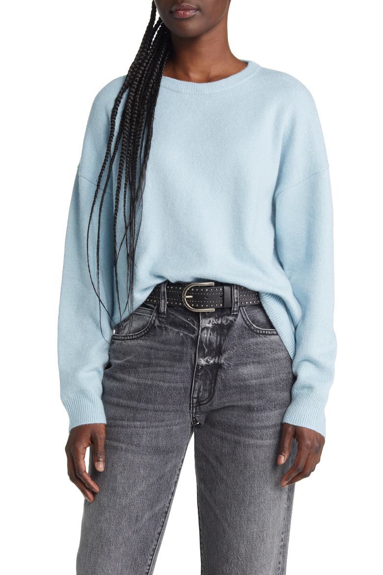 Organic Cotton Blend Crewneck Sweater, Main, color, BLUE BASALT