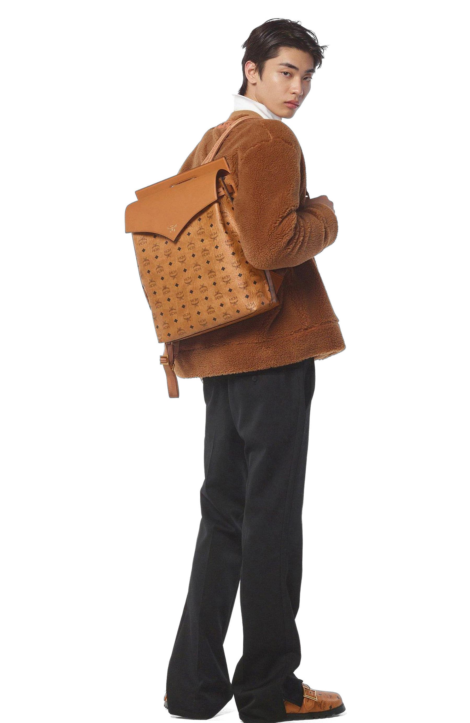 MCM Diamond Backpack in Visetos Leather Mix, Alternate, color, 