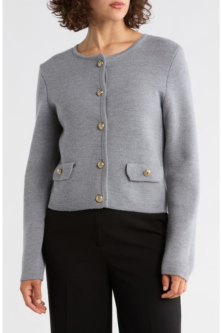 Merino Wool Crop Cardigan, Main, color, GREY