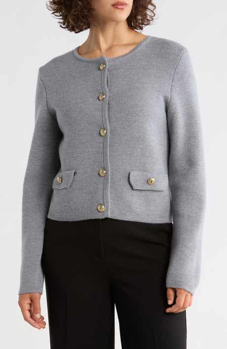 Bruno Magli Merino Wool Crop Cardigan