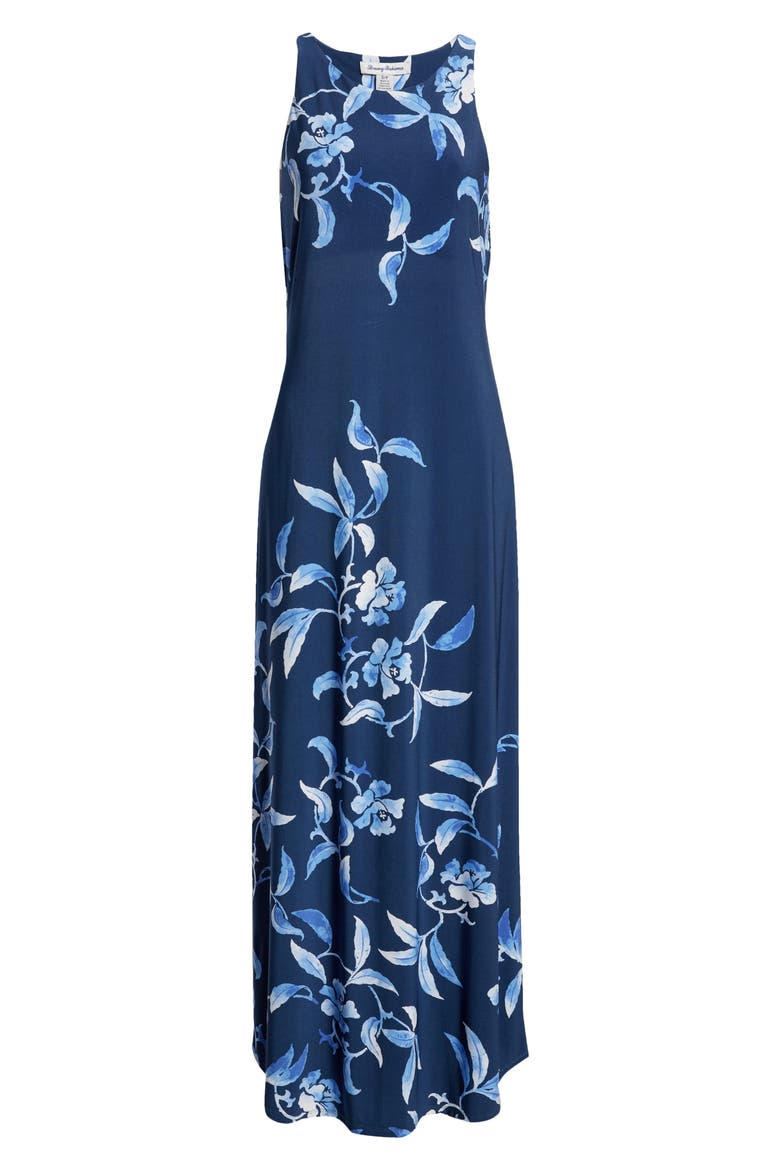 Underwater Garden Print Sleeveless Maxi, Alternate, color, ISLAND NAVY