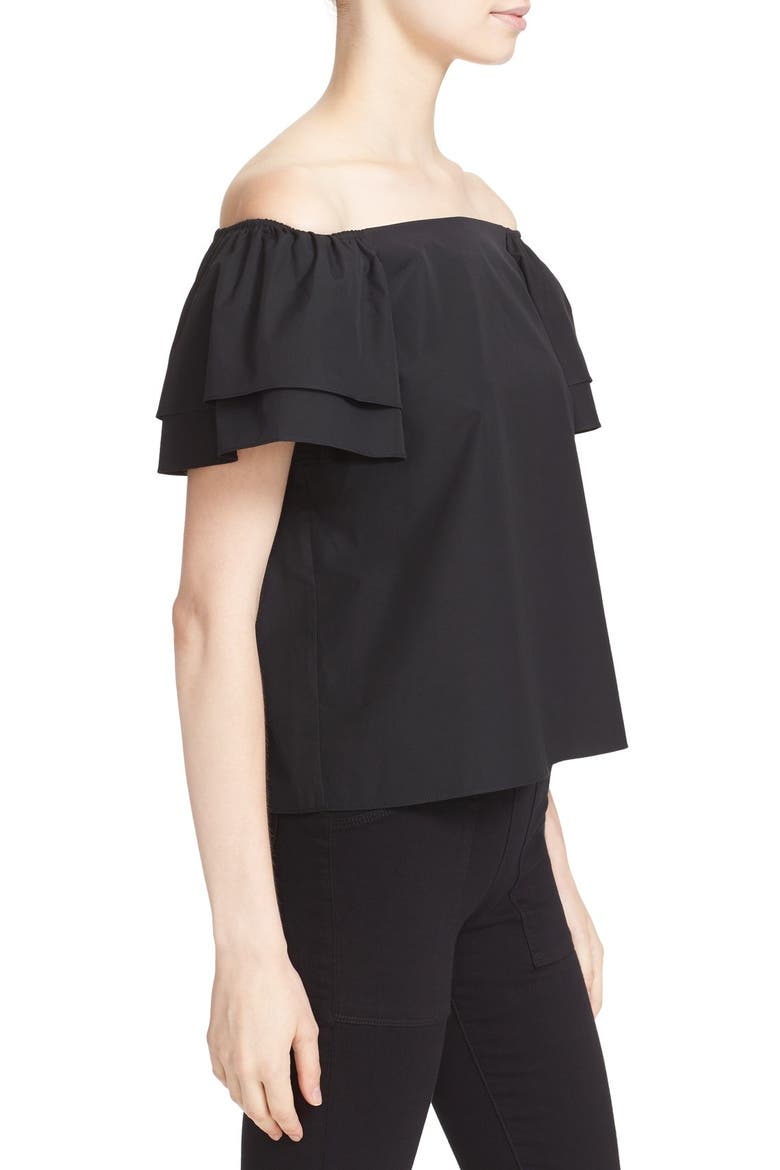 'Loryn' Off the Shoulder Cotton Blouse, Alternate, color, BLACK