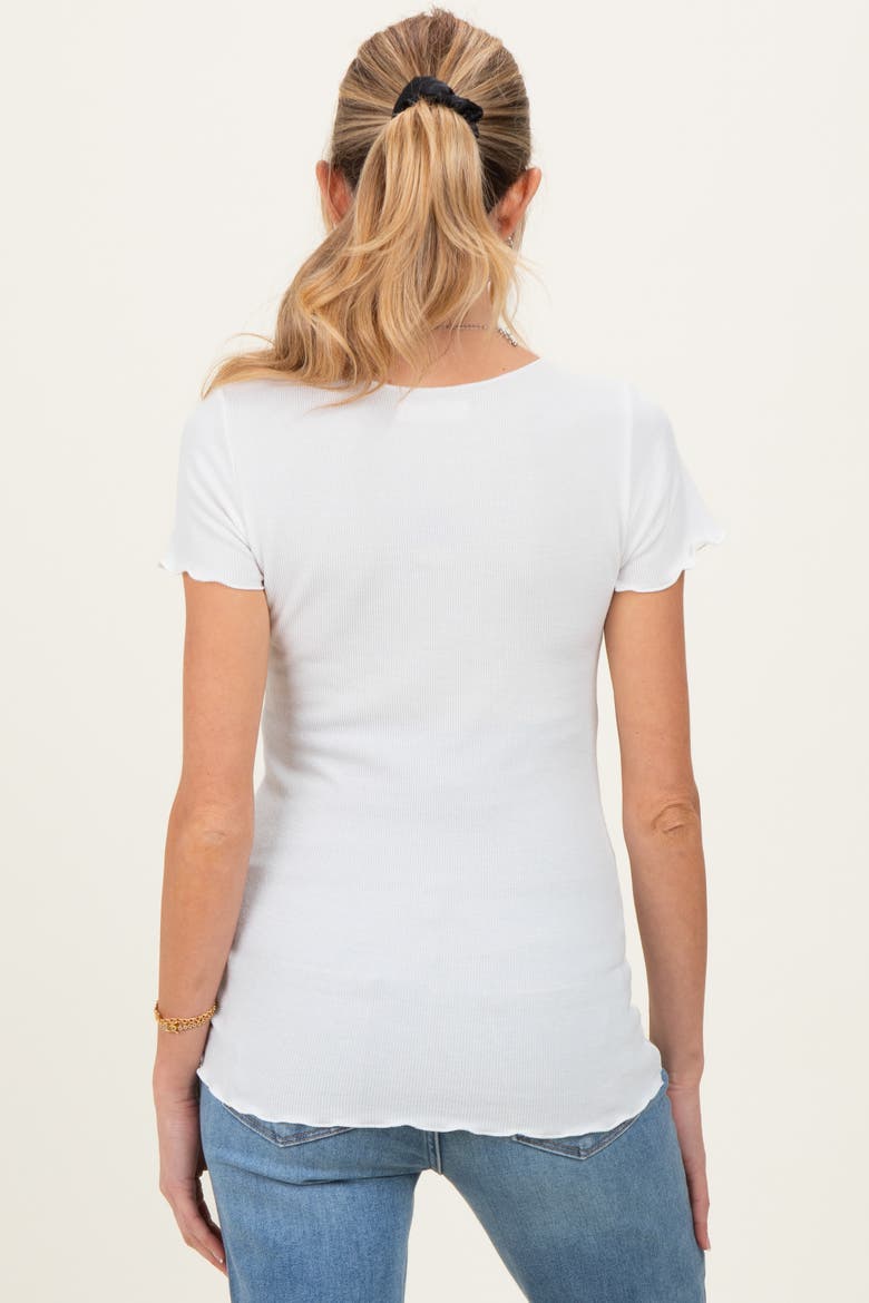 Ruffle Edge Short Sleeve Top, Alternate, color, White