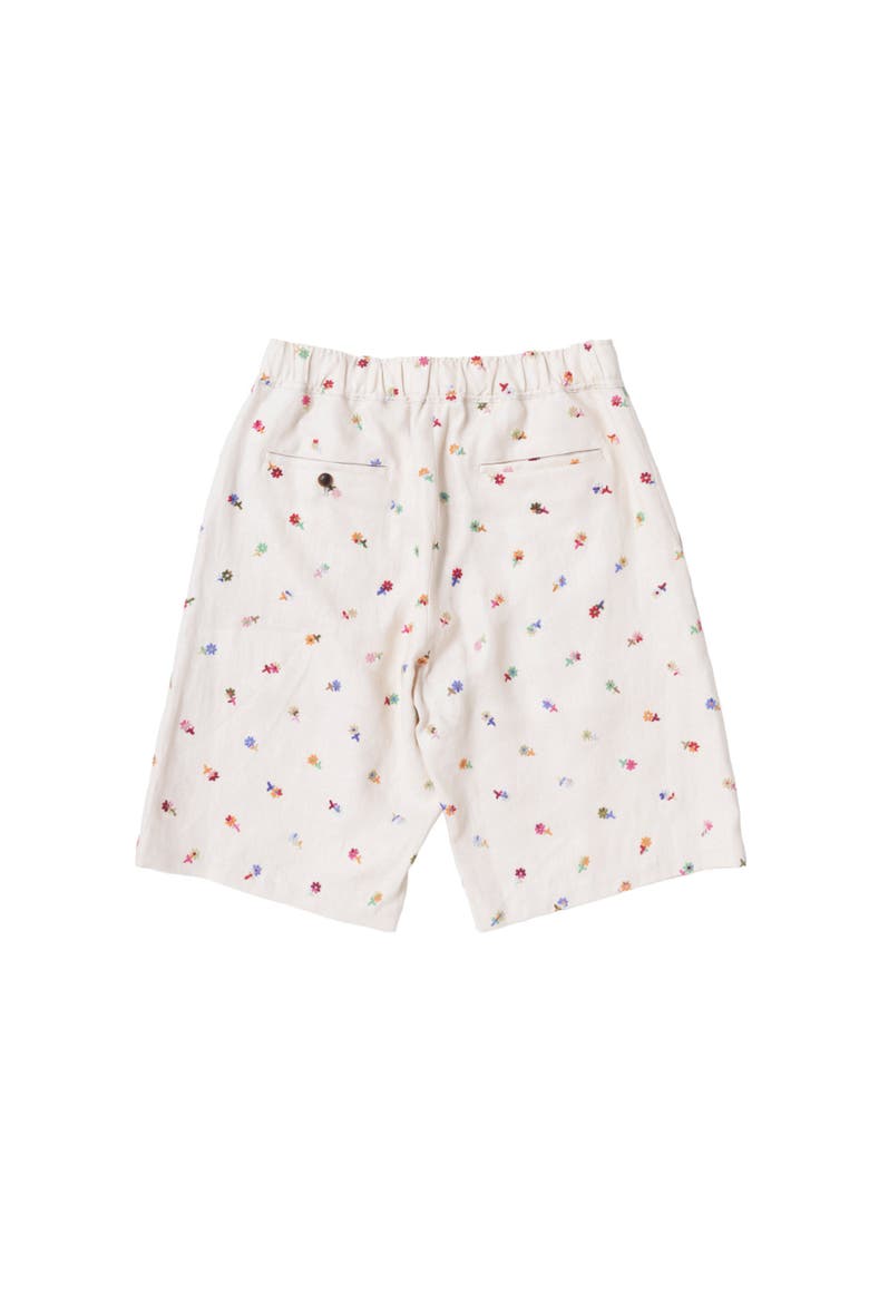 Floral Embroidered Easy Shorts, Alternate, color, Cream