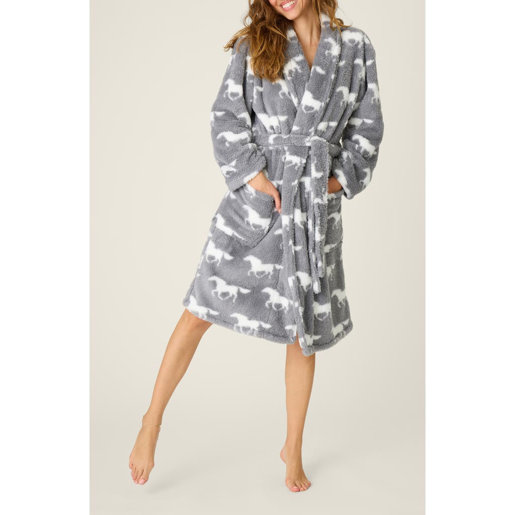 Pj Salvage Let's Get Cozy Plush Robe In Gray