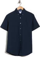 DENIM AND FLOWER Dot Print Short Sleeve Button-Down Shirt