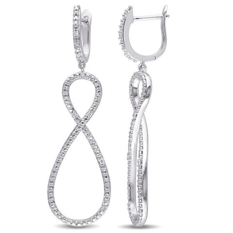 Diamond Infinity Drop Earrings Sterling Silver