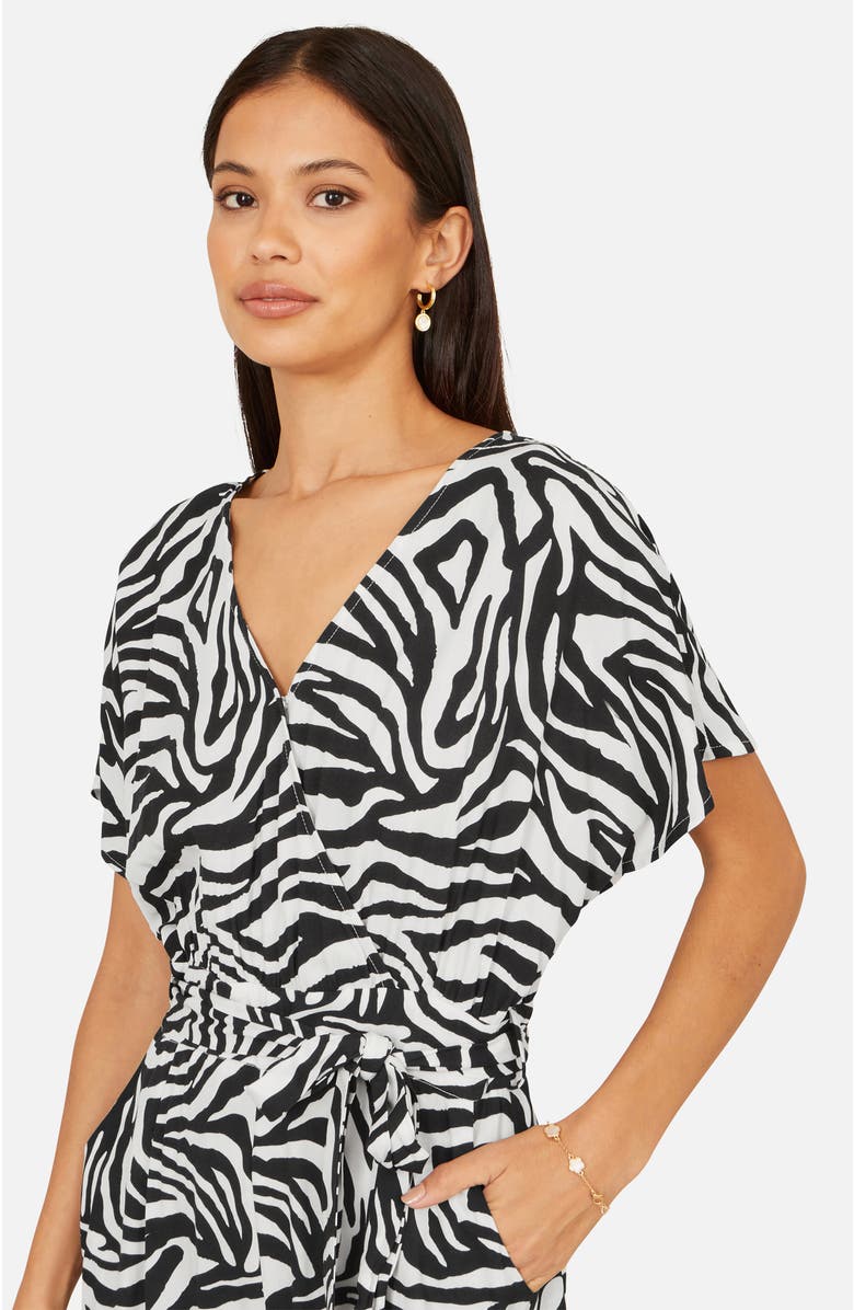 Yumi Zebra Print Relaxed Jumpsuit, Alternate, color, Black