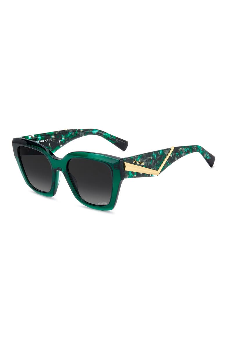 53mm Gradient Square Sunglasses, Alternate, color, GREEN/ DARK GREY