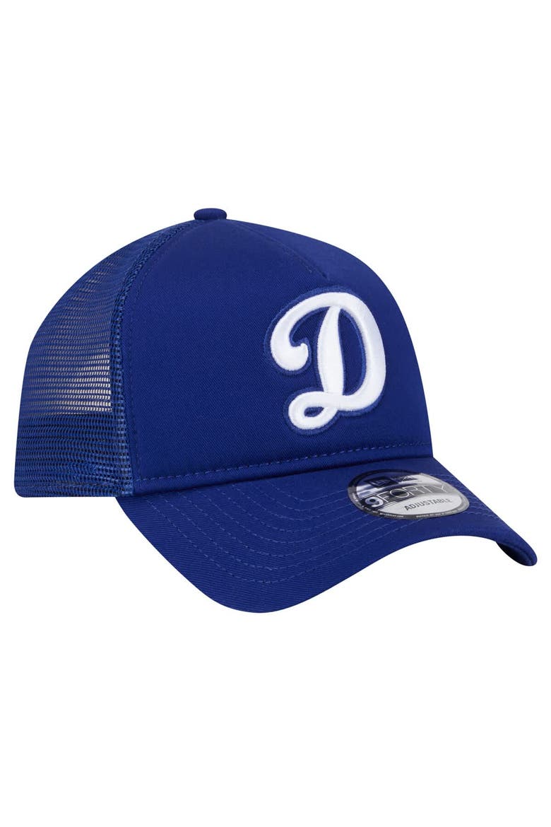 Men's New Era Royal Los Angeles Dodgers 9FORTY A-Frame Trucker Adjustable Hat, Alternate, color, Royal