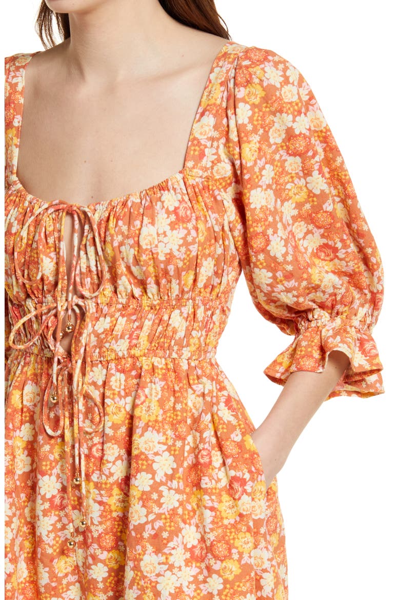 Show Me Love Linen Blend Romper, Alternate, color, ORANGE COMBO