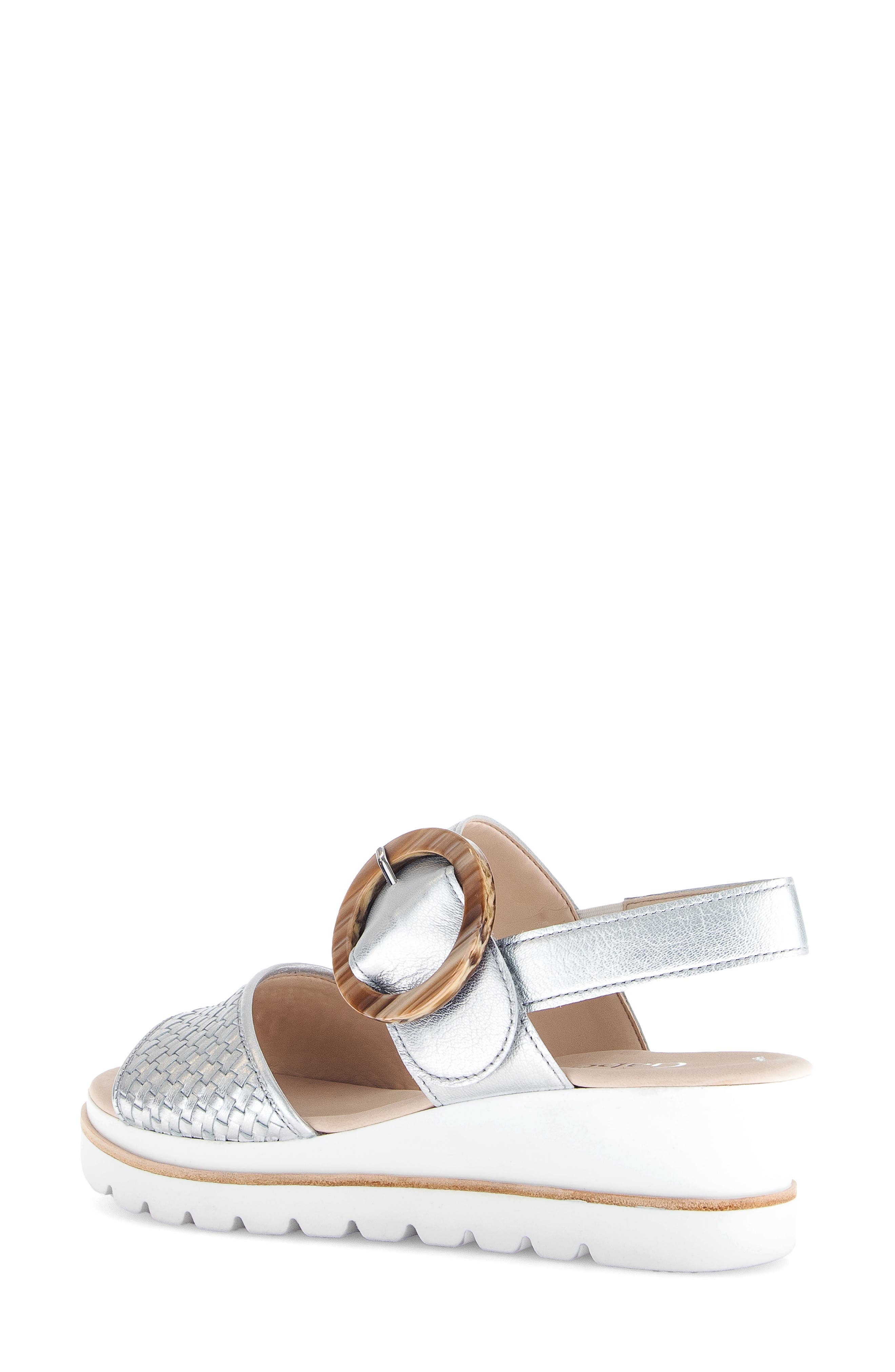 Gabor Lug Sole Quarter Strap Sandal, Alternate, color, Silver