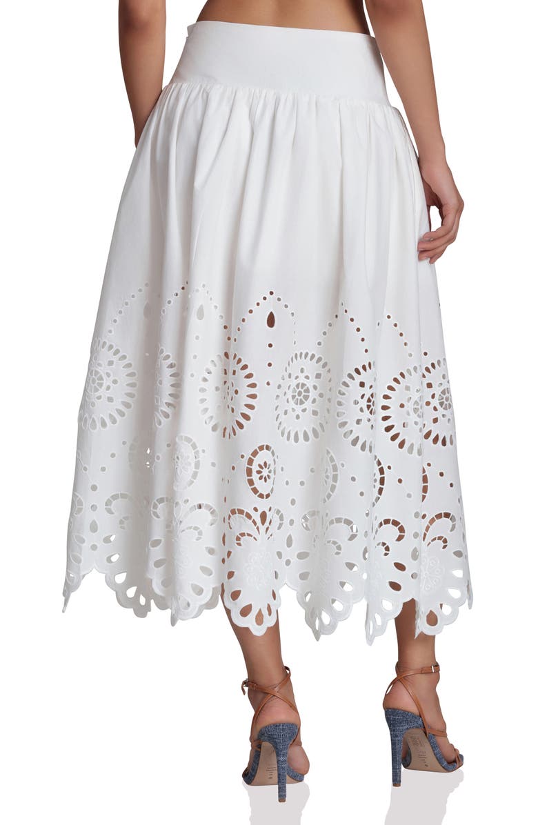Avec Les Filles Cotton Eyelet Detail Midi Skirt, Alternate, color, White