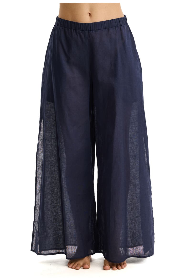 Linen Beach Pant Cover-Up, Main, color, Navy