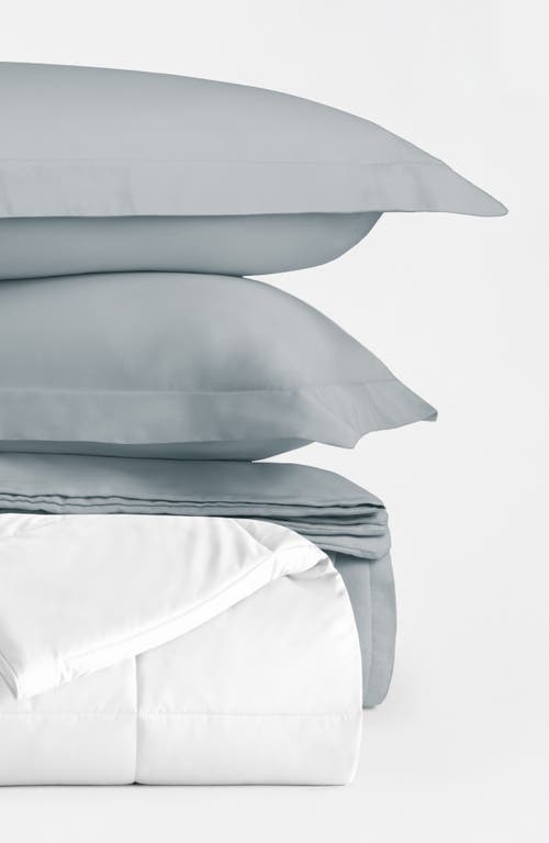Homespun Vintage Washed Cotton Duvet Cover & Sham Set In Blue