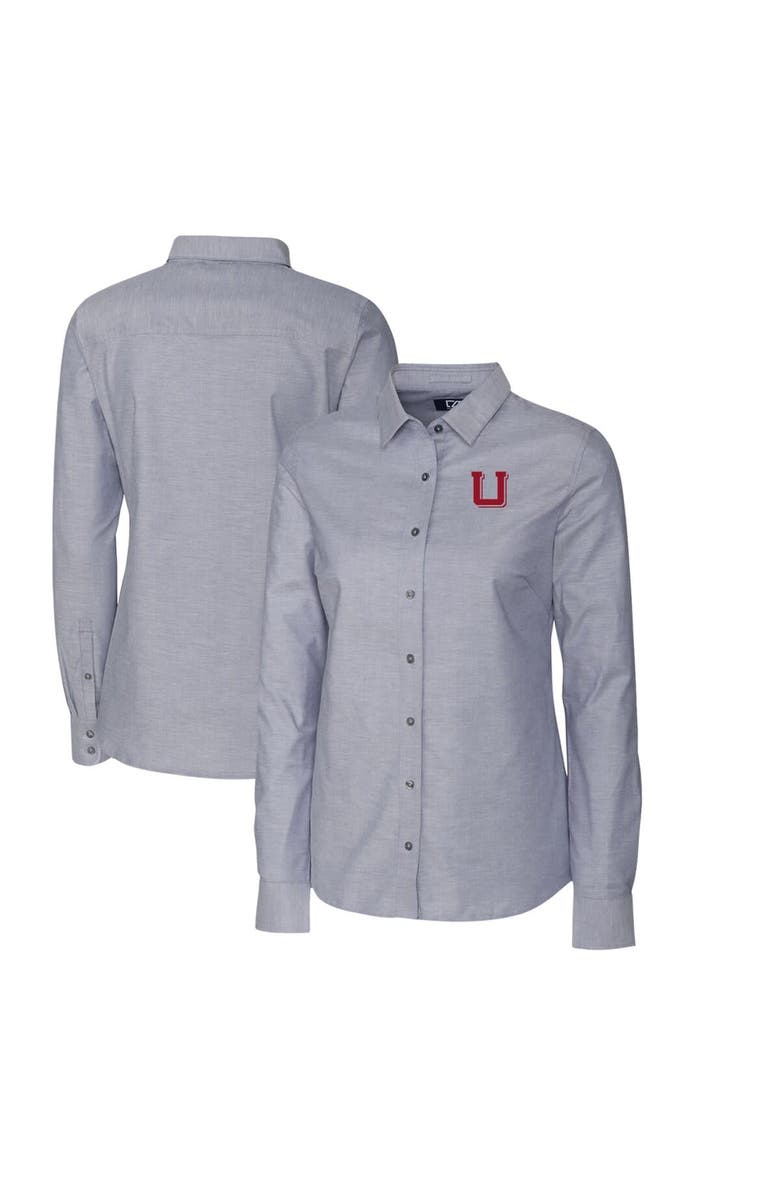Cutter & Buck Women's Cutter & Buck Charcoal Utah Utes Oxford Stretch Long Sleeve Button-Up Shirt, Main, color, 