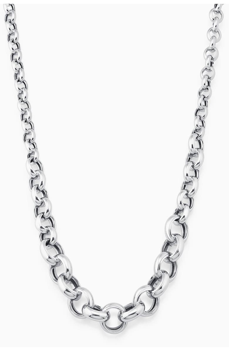 Oradina Sterling Silver Roll With It Rolo Necklace, Main, color, Sterling Silver