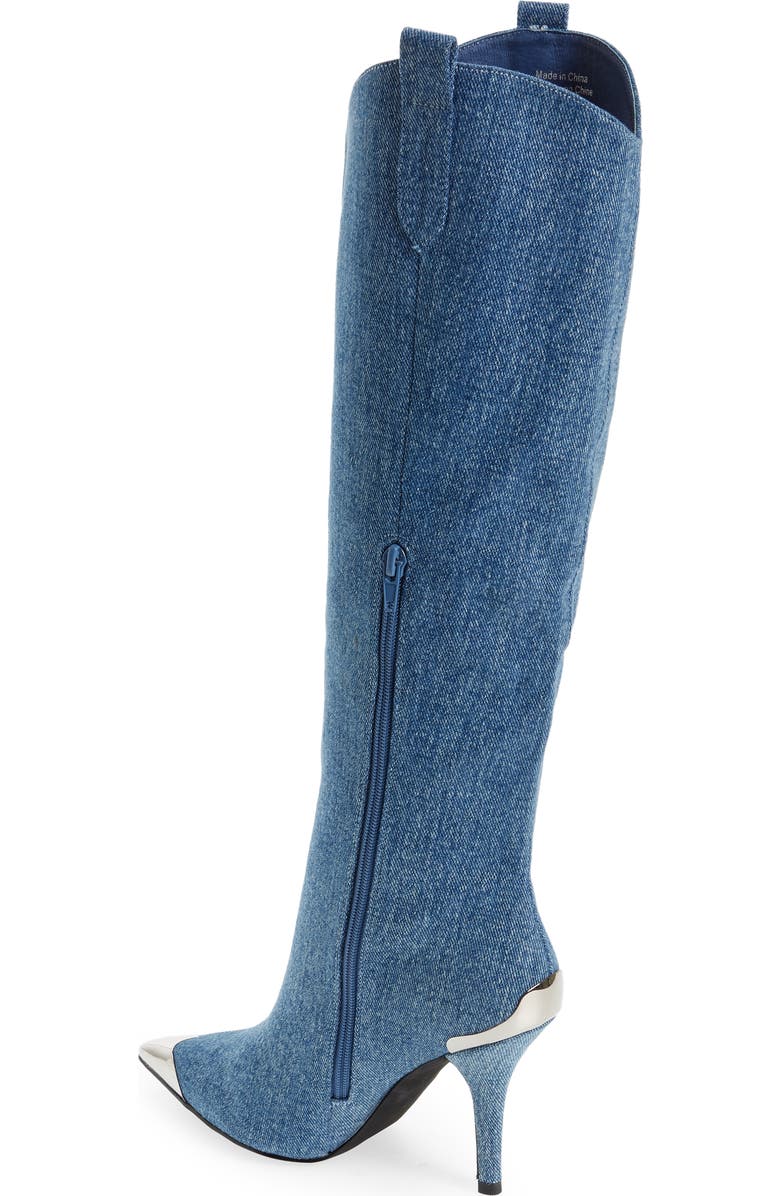 Jeffrey Campbell By Golly Knee High Denim Western Boot, Alternate, color,