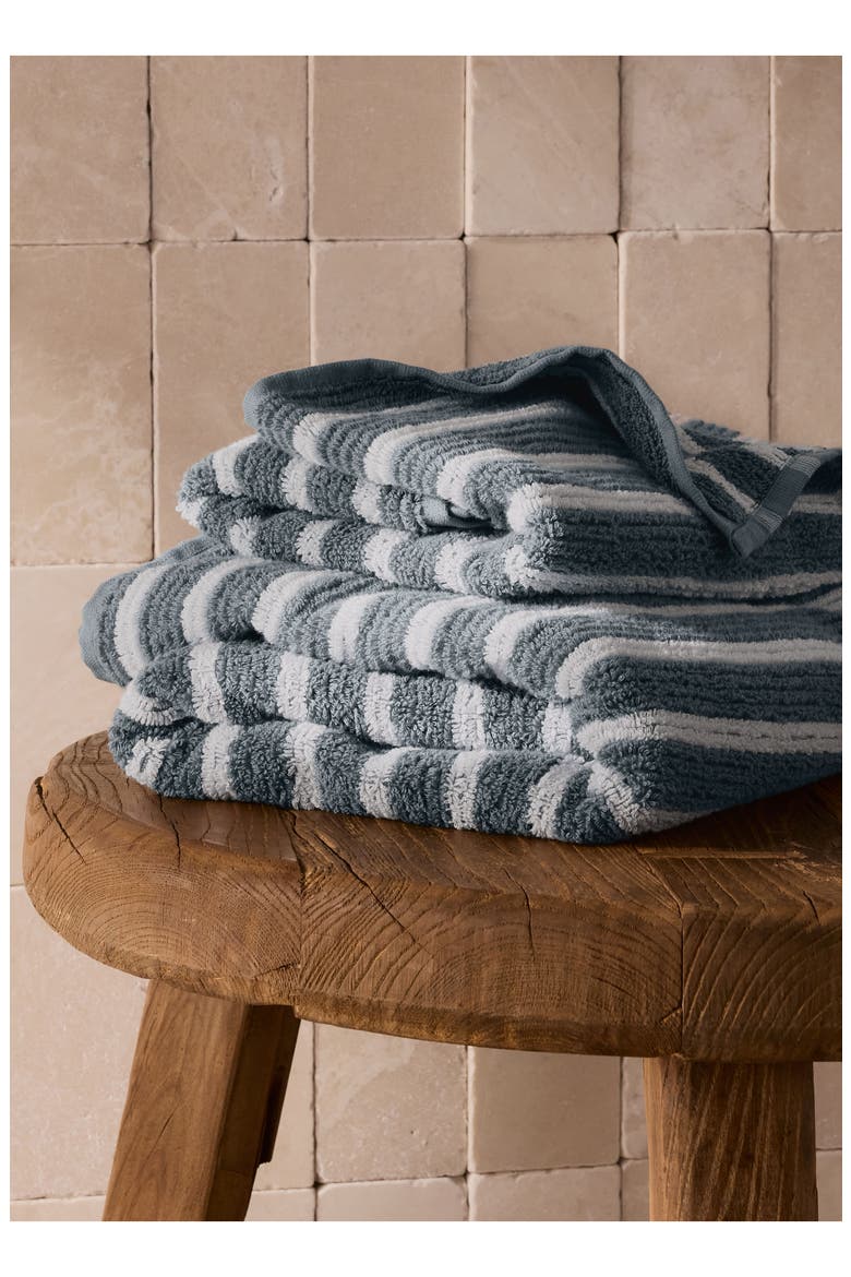 Resort Stripe Organic Cotton Terry Bath Towel, Alternate, color, WAVE/ WHITE