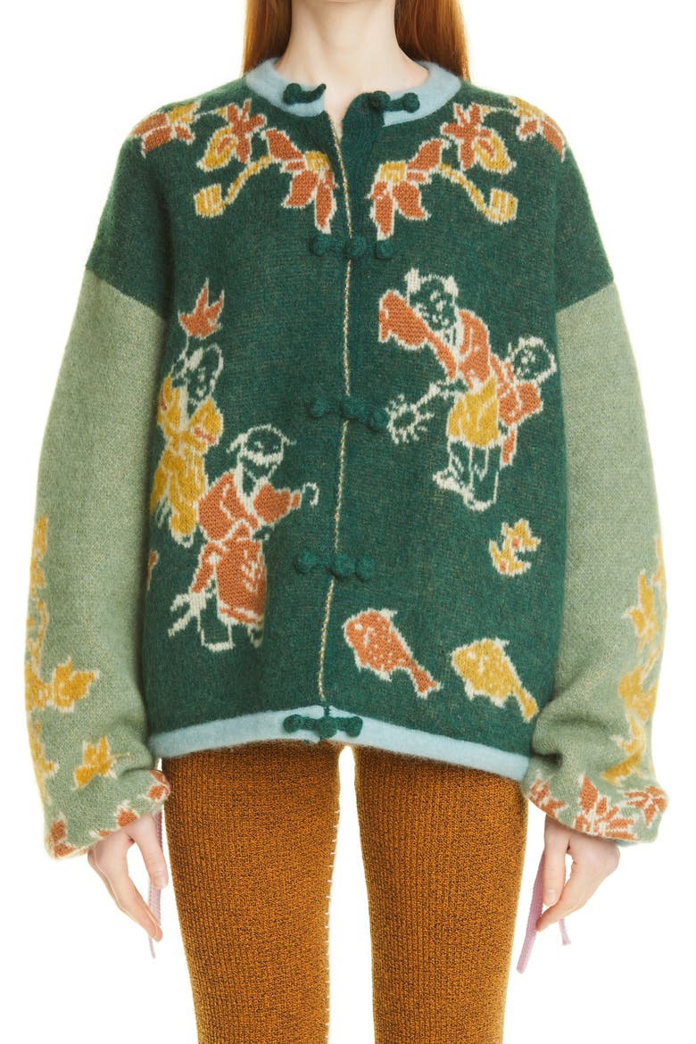 Laza Oversize Alpaca & Merino Wool Blend Jacket, Main, color, JADE