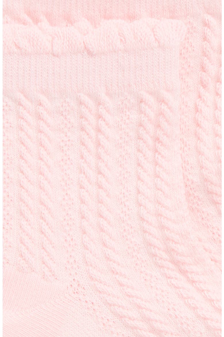 Scallop Cuff Cotton Blend Pointelle Quarter Socks, Alternate, color, ROSE