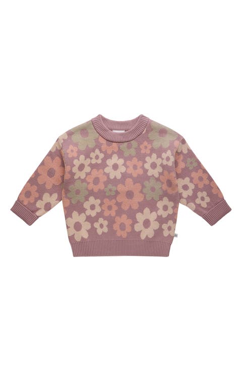 Floral Jacquard Cotton Sweater