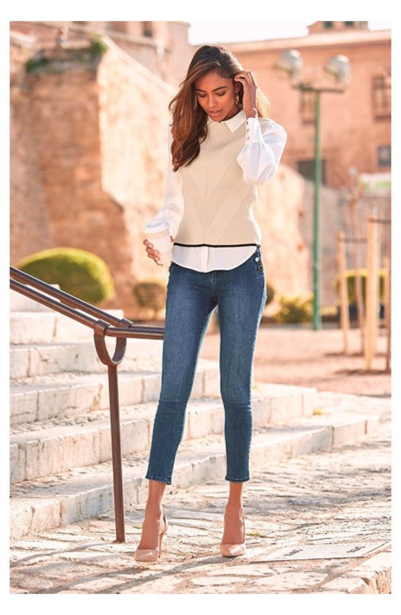 LASCANA Women's Knit Patternweater Vest, Alternate, color, Beige