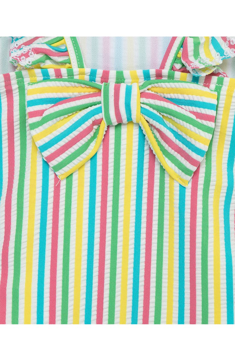 Little Me Stripe Ruffle One-Piece Swimsuit, Alternate, color, Multi