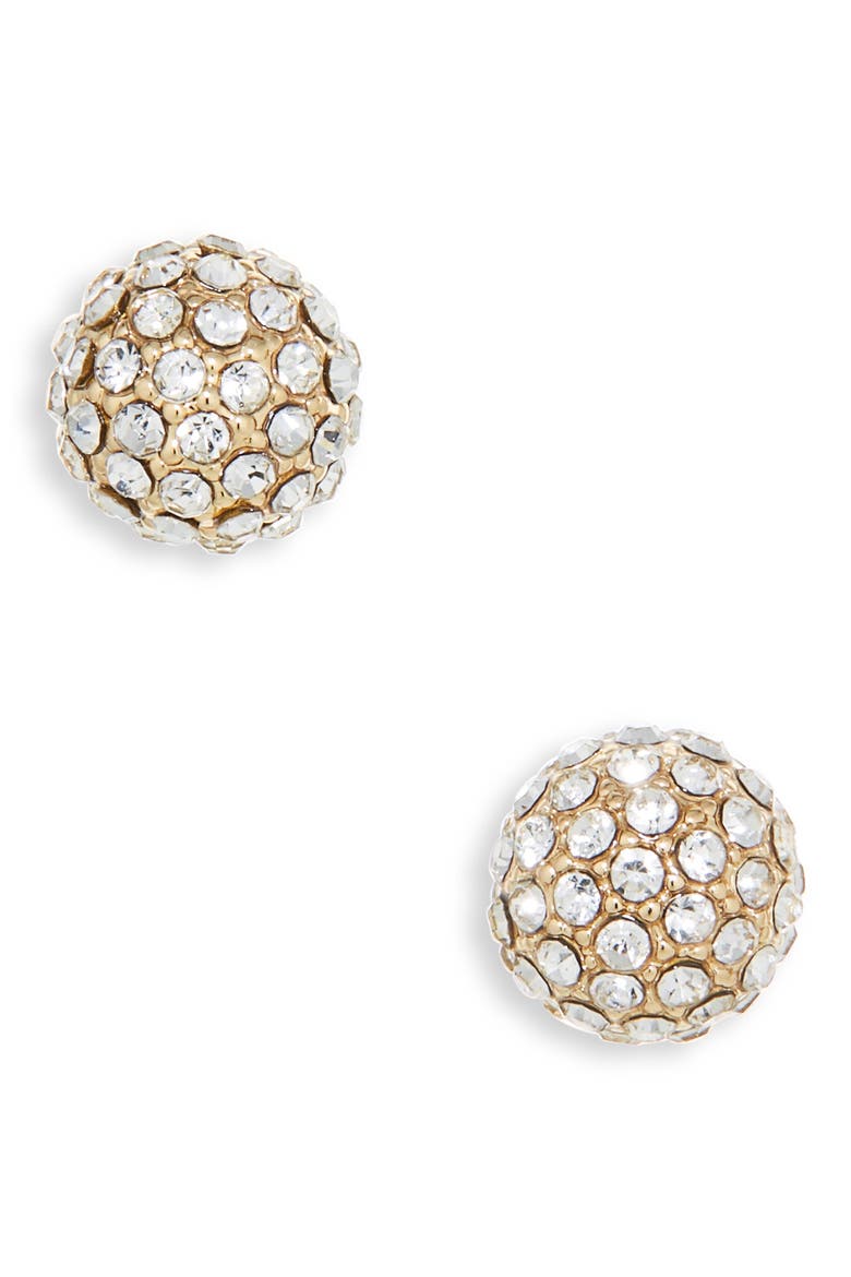 Pavé Ball Stud Earrings, Main, color, CLEAR- GOLD