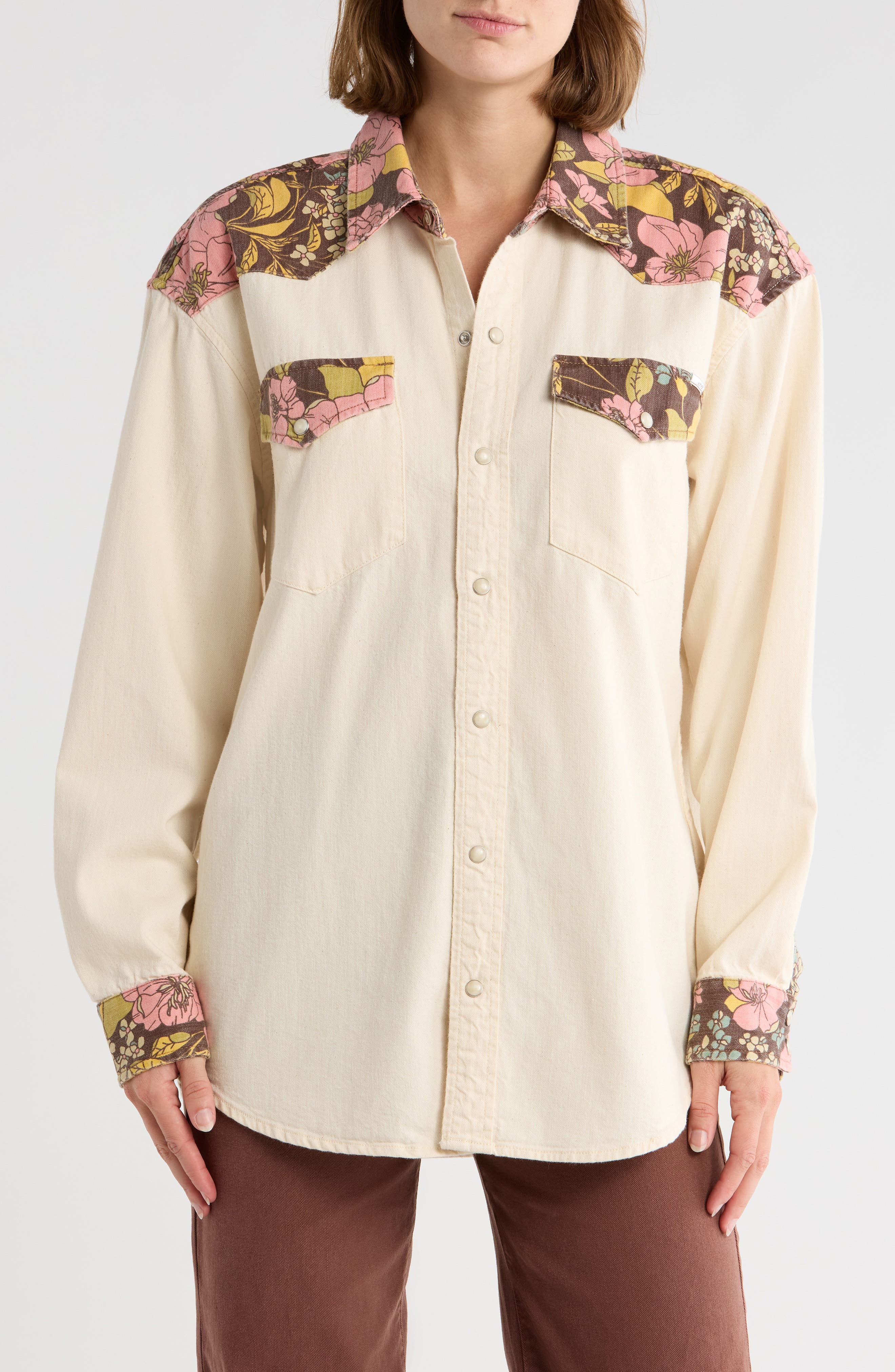 MOTHER The Tycoon Cotton Denim Western Shirt