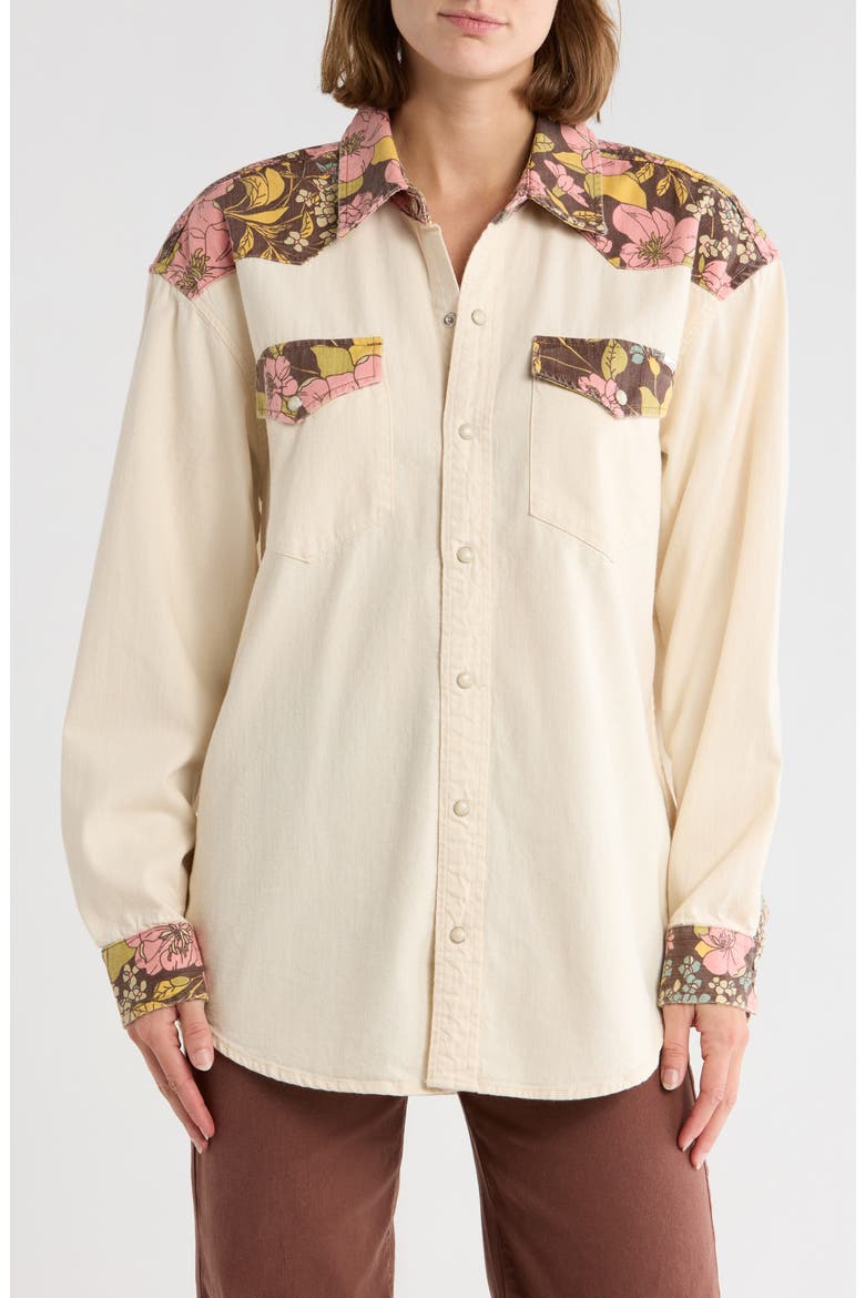 The Tycoon Cotton Denim Western Shirt, Main, color, BOUTONNIERE BOUQUET