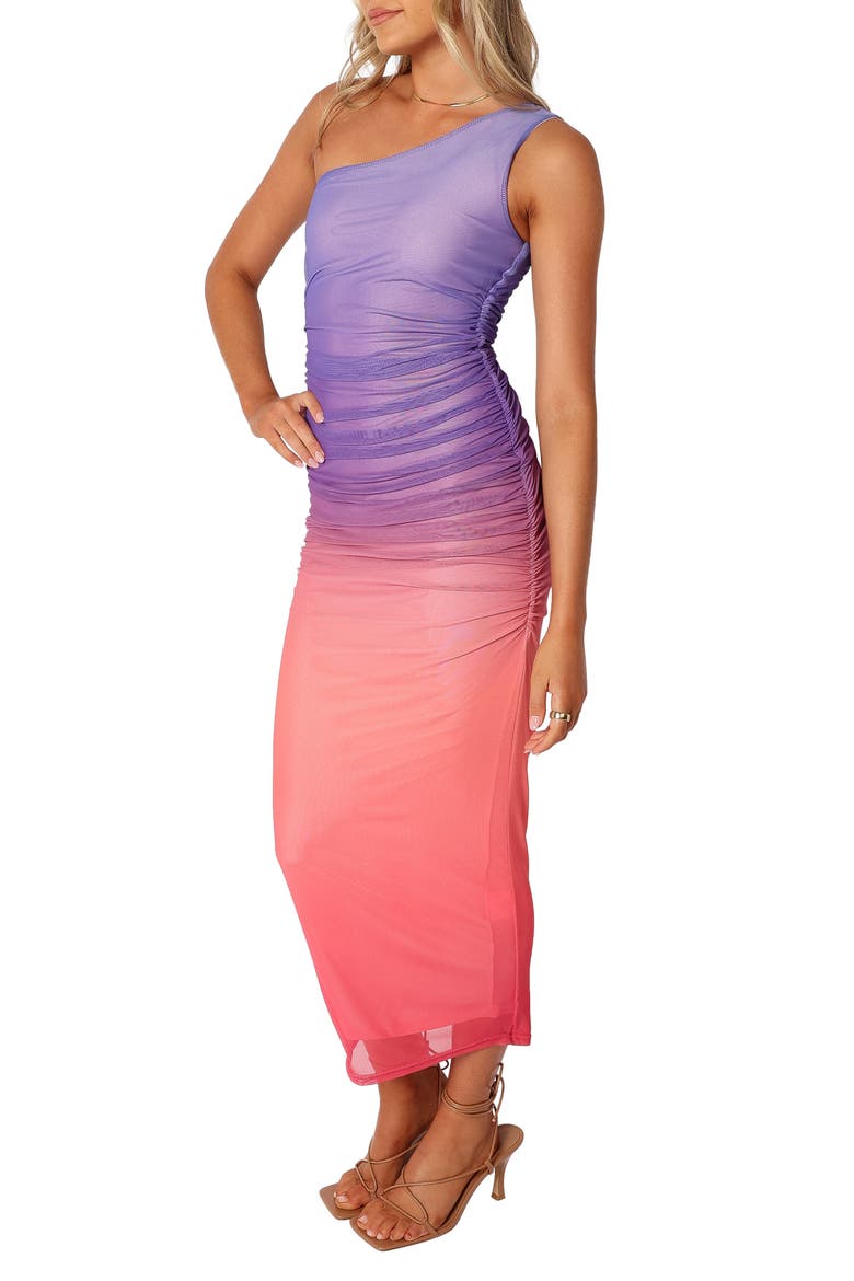 Dakota Print One-Shoulder Maxi Dress, Alternate, color, PURPLE GRADIENT