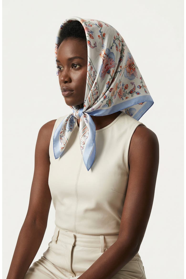 Baroque Blossom Double Sided Silk Scarf, Alternate, color, pink