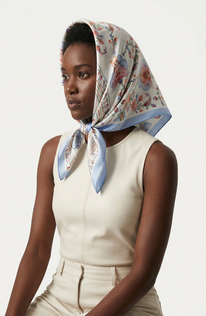 Jessie Zhao New York Baroque Blossom Double Sided Silk Scarf, Alternate, color, Pink