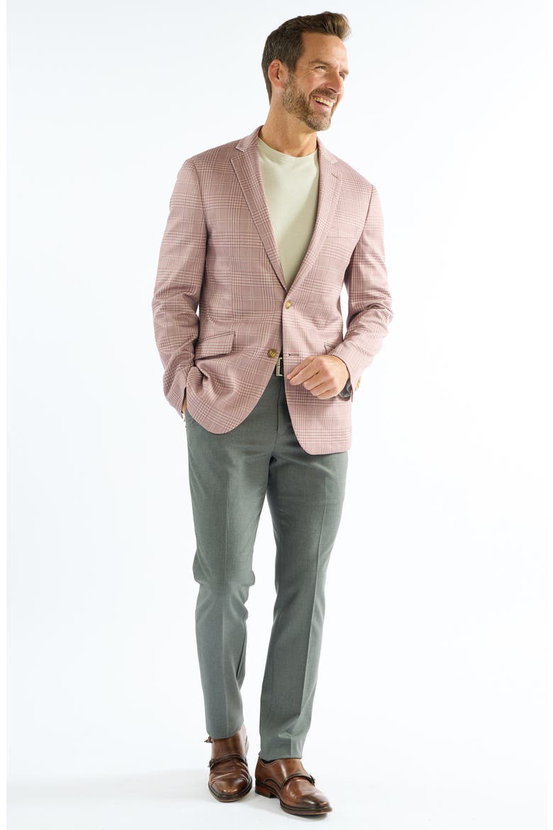 Plaid Knit Sport Coat, Alternate, color, BERRY