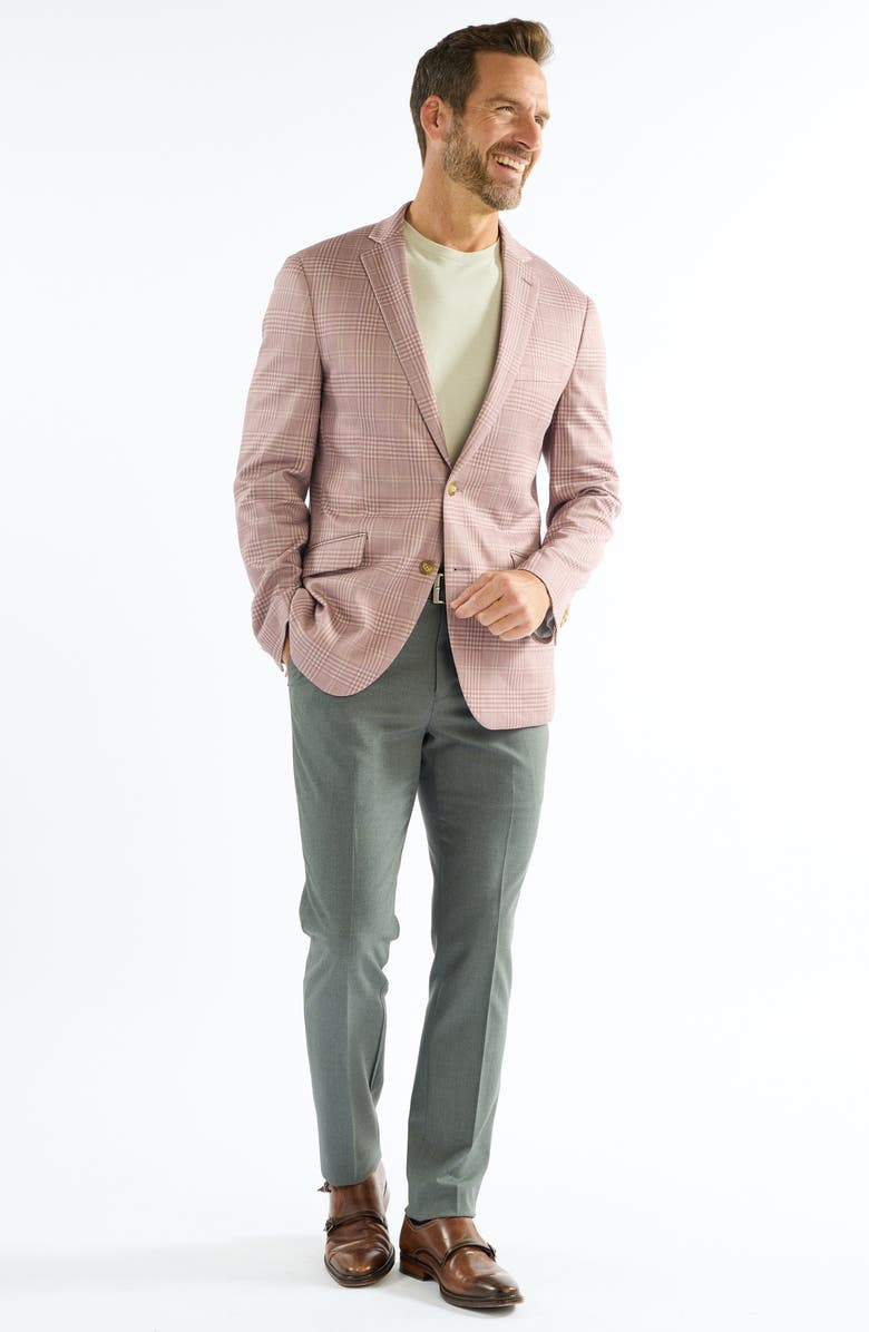 SAVILE ROW CO Plaid Knit Sport Coat, Alternate, color, Berry