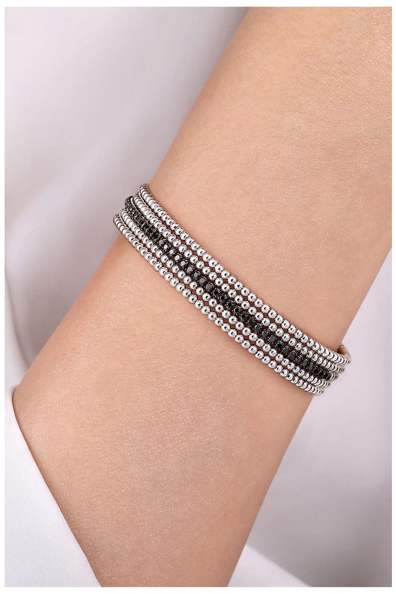 Bujukan Black Spinel Multi-Strand Bracelet, Alternate, color, STERLING SILVER/ BLACK