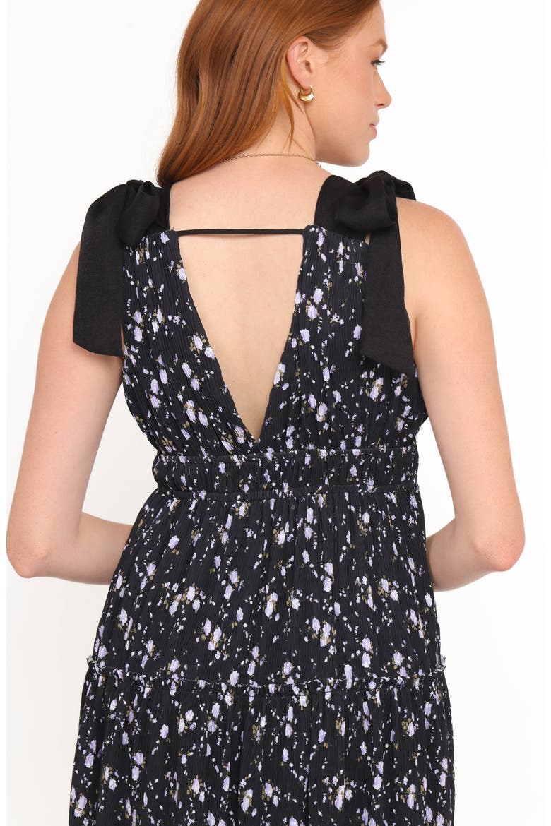 Adeline Floral Shirred Dress, Alternate, color, BLACK FLORAL
